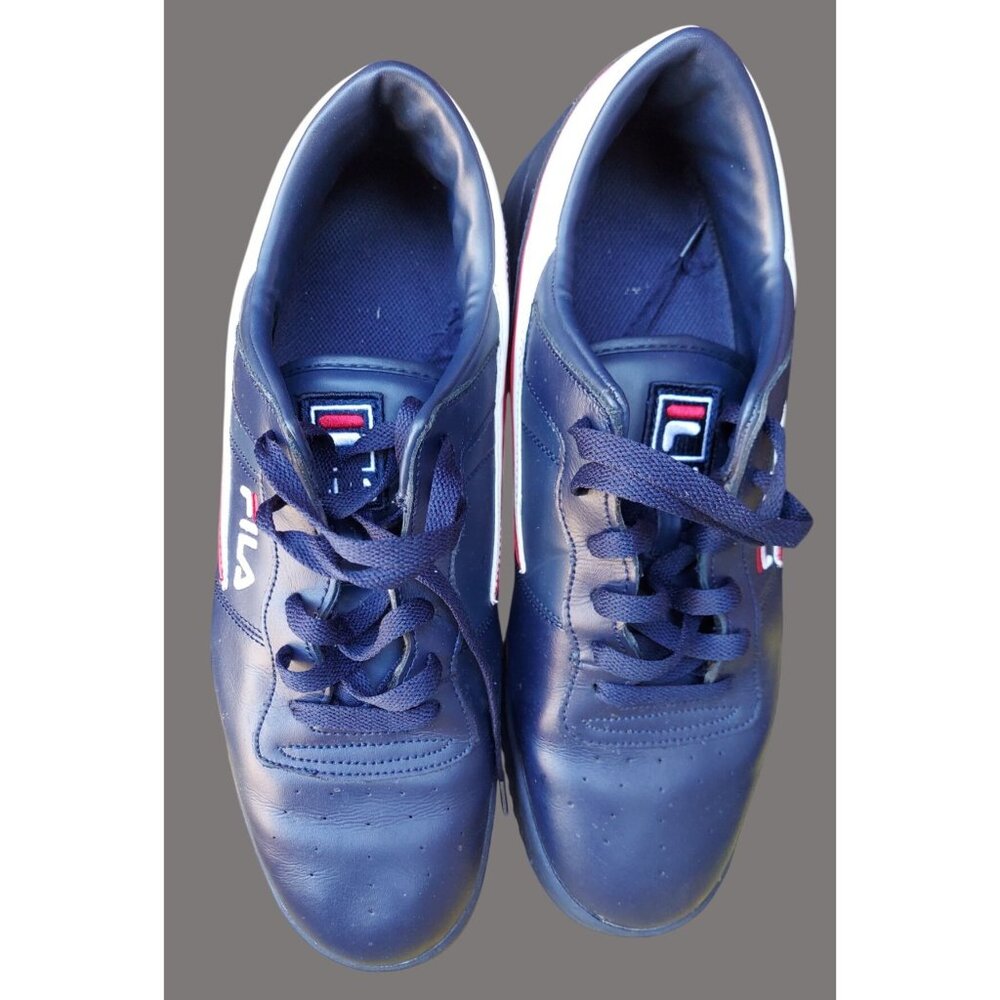 Fila Mens Navy Sneakers US 14 Leather/Synthetic Upper Red & White Accents V01 V